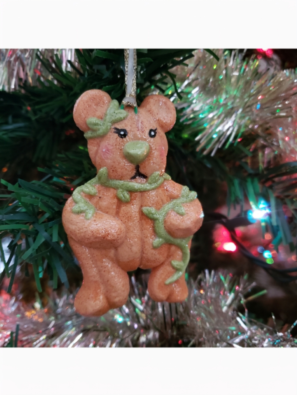New Handmade Salt Dough Pumpkin Bear Ornament